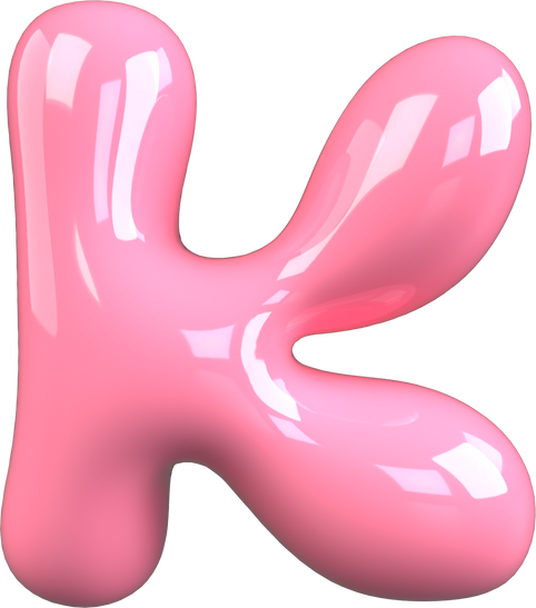 Pink 3D Bubble Gum Uppercase Letter K