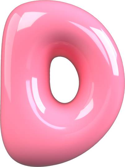 Pink 3D Bubble Gum Uppercase Letter D