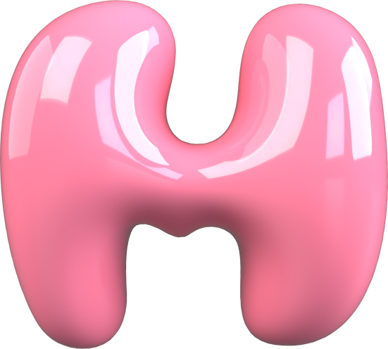 Pink 3D Bubble Gum Uppercase Letter M