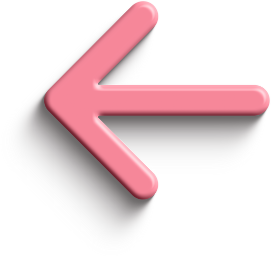 Pink 3D arrow left icon with drop shadow