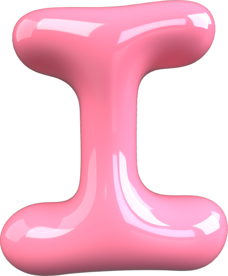 Pink 3D Bubble Gum Uppercase Letter I