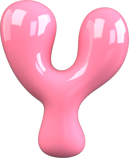 Pink 3D Bubble Gum Uppercase Letter Y