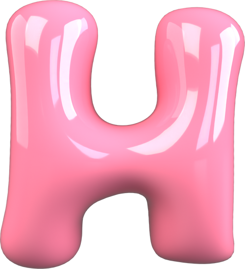 Pink 3D Bubble Gum Uppercase Letter H