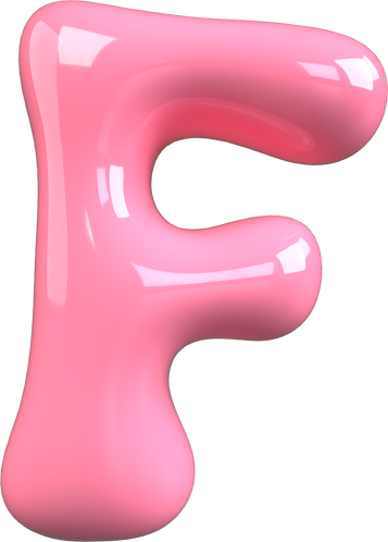 Pink 3D Bubble Gum Uppercase Letter F